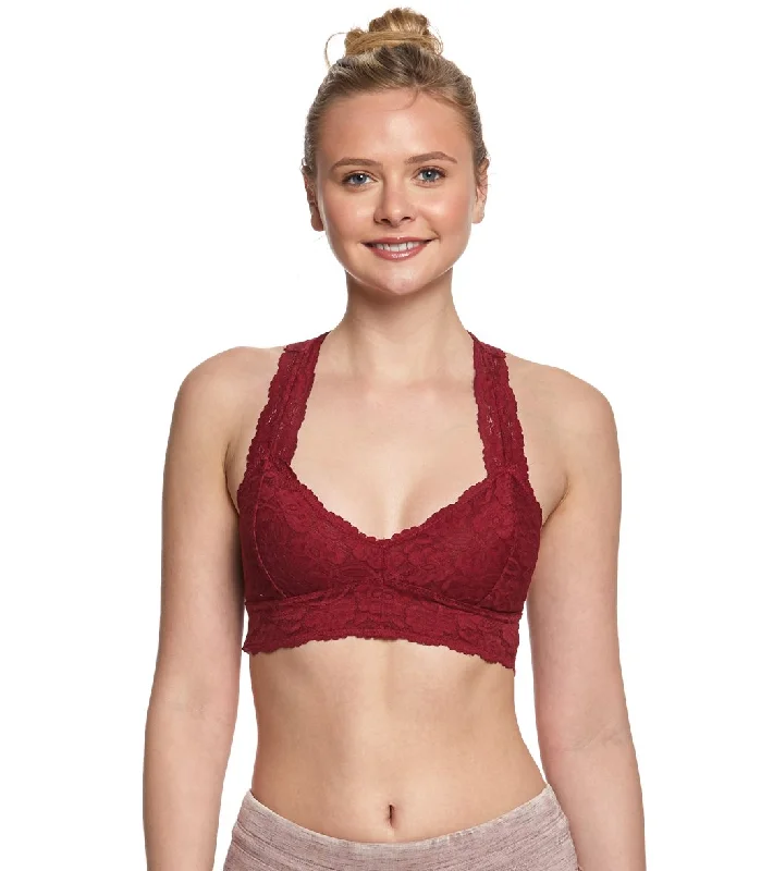 Upgrade Your Yoga Wardrobe For Less Free People Galloon Lace Racerback Bra Wine