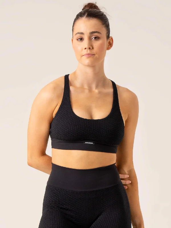 Performance Yoga Wear Now At Exclusive Discounts Honeycomb Seamless Sports Bra - Black