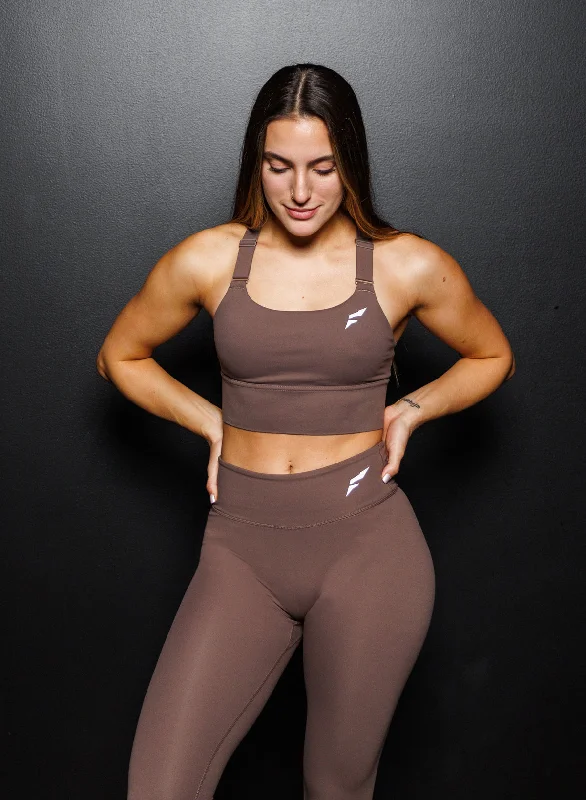 Your Practice Deserves The Best—At Better Prices LONGLINE ESSENTIAL BRA - EARTH