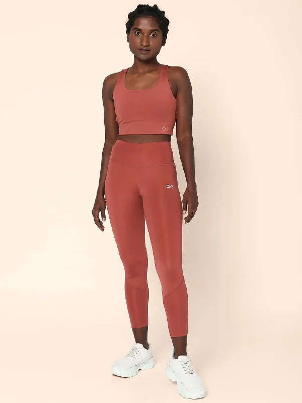 Limited-Stock Sale On Yoga Tops And Leggings Marsala High Impact Action Bra & 7/8 Leggings