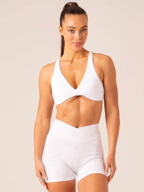Find Balance In Stylish And Affordable Yoga Wear Momentum Twist Sports Bra - White