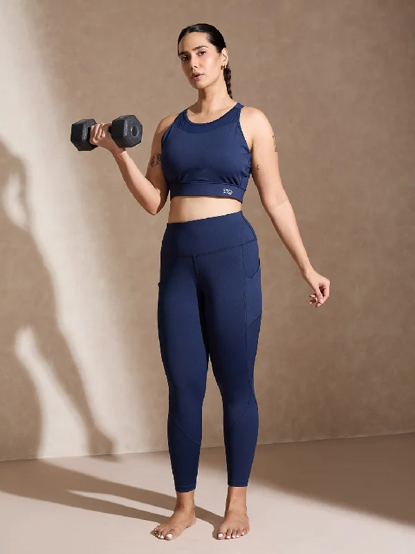 Flow Into Savings With Trendy Yoga Apparel Navy Ultimate Sports Bra & Aura Leggings