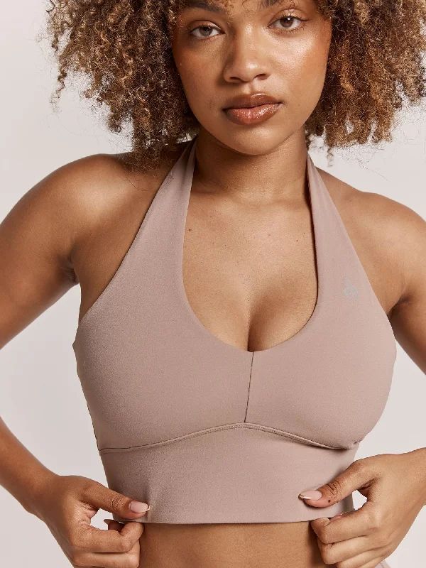 Flex Your Budget With Premium Yoga Clothing Deals NKD Arch Halter Sports Bra - Taupe