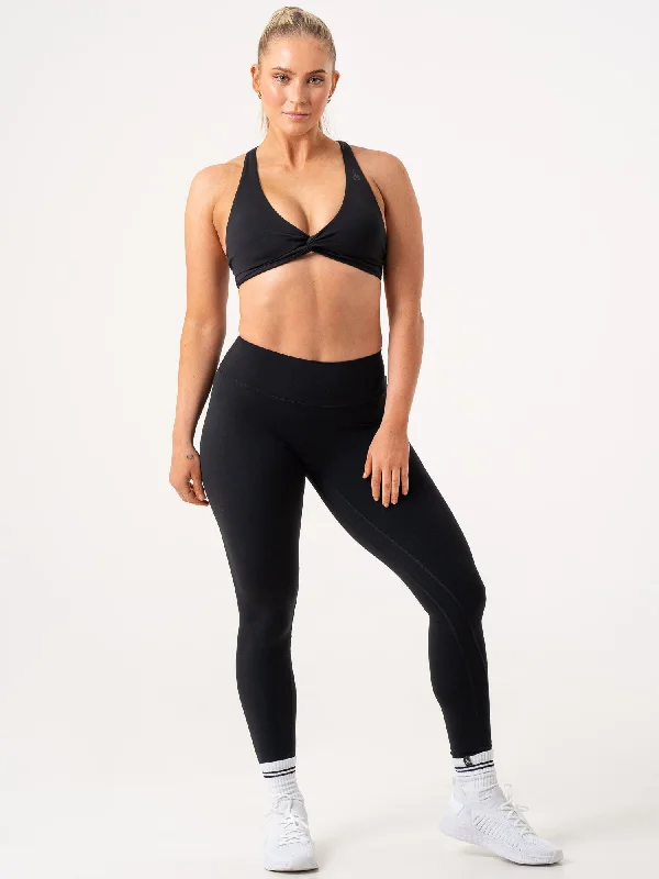 Find Balance In Stylish And Affordable Yoga Wear NKD Knot Sports Bra - Black