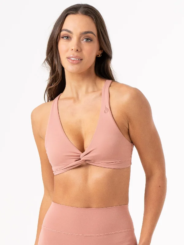 Soft, Supportive Yoga Wear At Unbeatable Savings NKD Knot Sports Bra - Dusty Pink