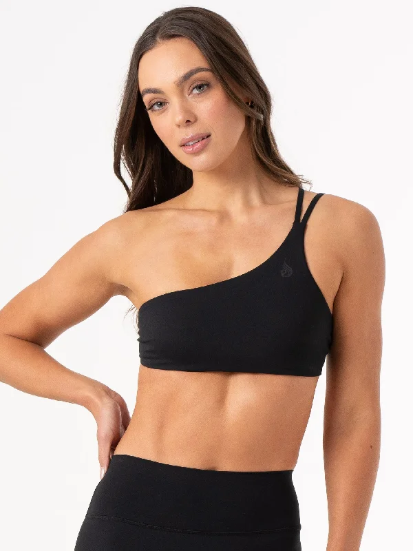 Look And Feel Your Best With Discounted Yoga Clothing NKD One Shoulder Sports Bra - Black