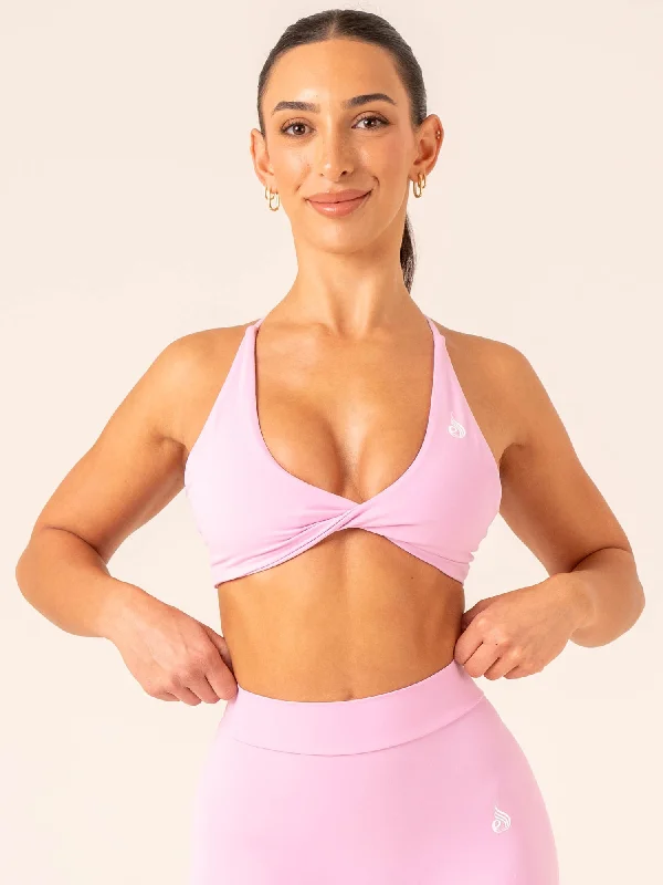 Breathe Easy In Comfortable Yoga Outfits NKD Twist Sports Bra - Candy Pink