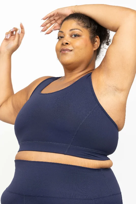 Shop High-Quality Yoga Apparel At Exclusive Discounts Racerback Sports Bra - Navy