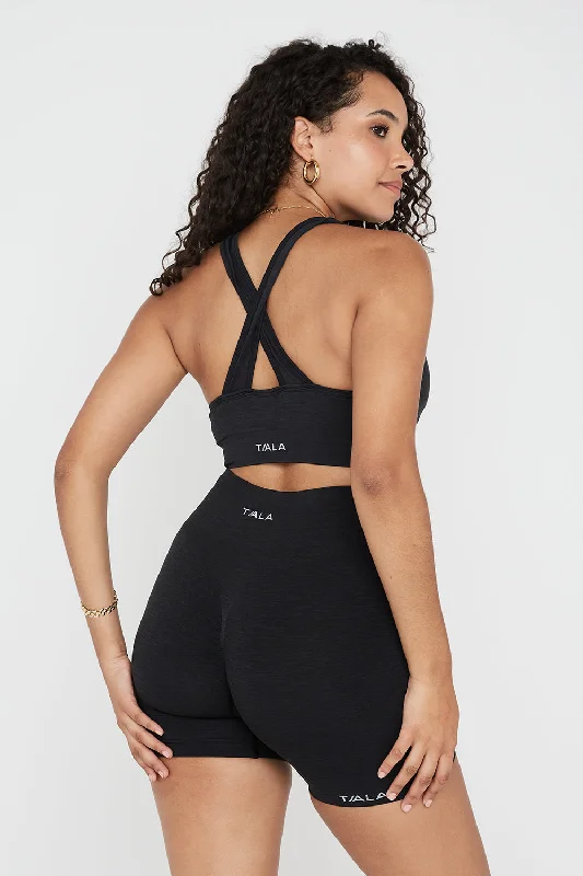 Flow In Comfort With Stylish Discounts SCULPT SEAMLESS WRAP SPORTS BRA - BLACK MARL