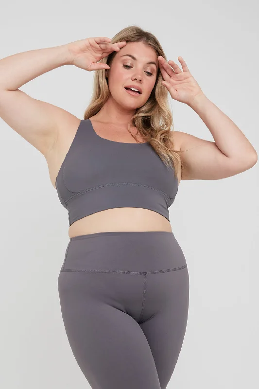The Perfect Blend Of Comfort And Savings SKINLUXE LONGLINE TANK SPORTS BRA - TORNADA GREY
