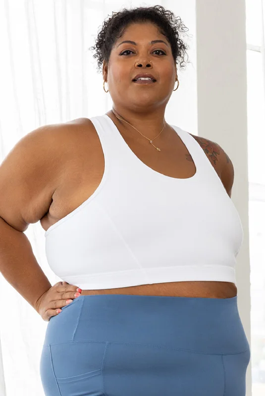 Breathe Easy In Comfortable Yoga Outfits Racerback Sports Bra - White