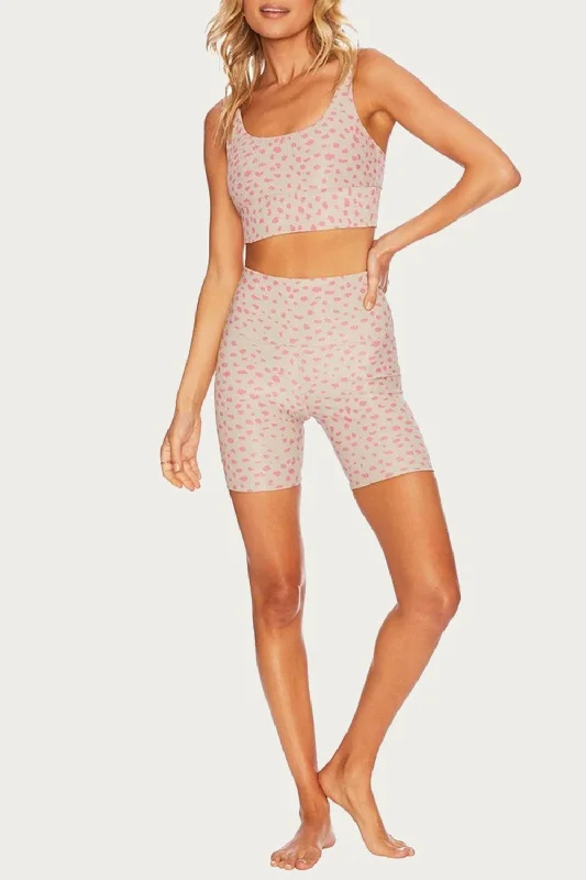 The Best Yoga Clothing At The Best Prices Bike Short In Taupe Pink Spot
