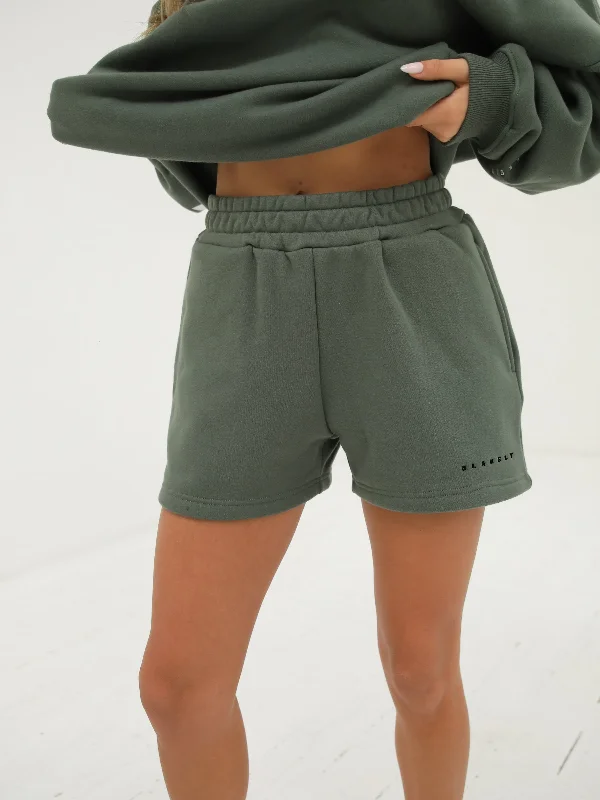 Breathe Easy In Comfortable Yoga Outfits Isabel Jogger Shorts - Khaki Green