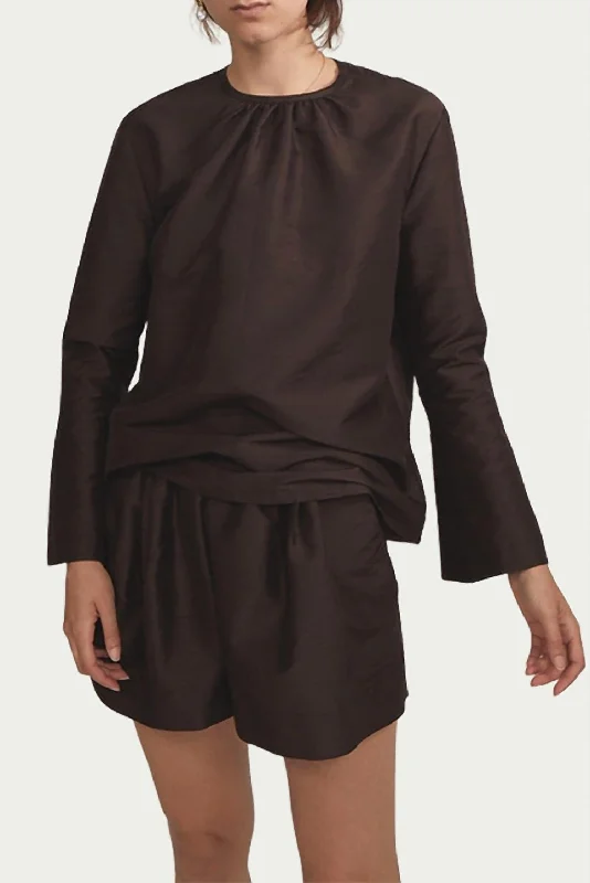 The Perfect Blend Of Comfort And Savings Blanche Silk Dupion Shorts In Coffee