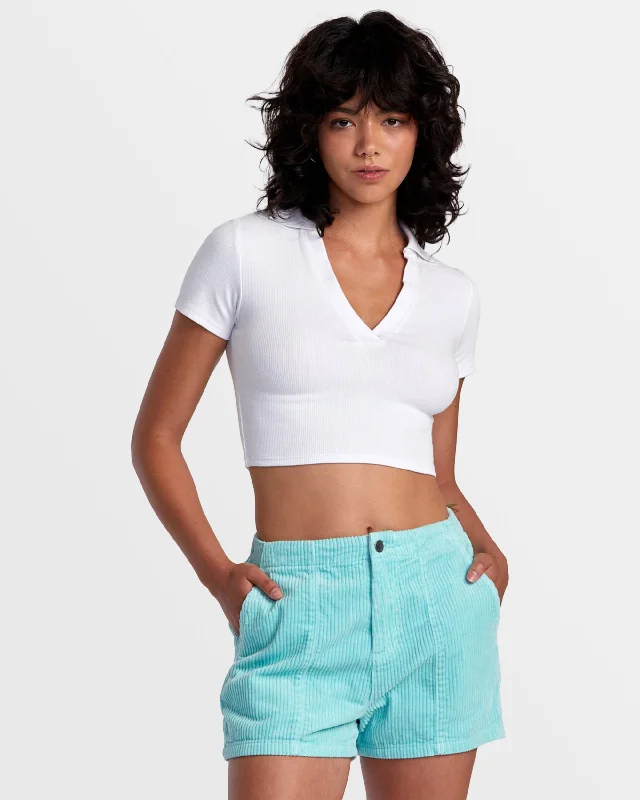 Affordable Yoga Fashion For Every Pose Daylight Corduroy Shorts - Ice Green