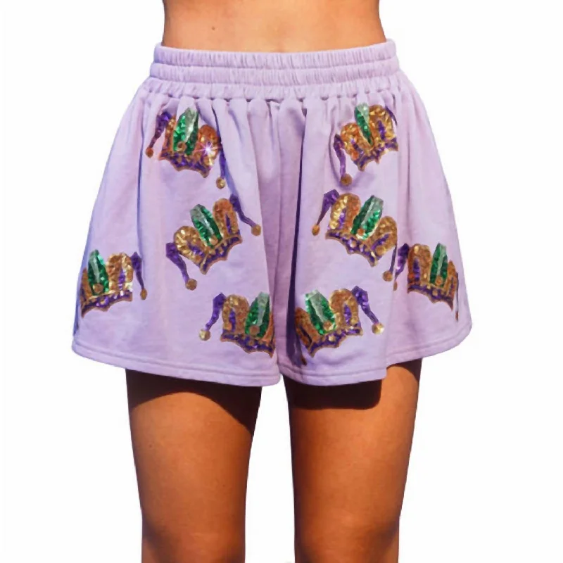 The Best Yoga Wear At The Best Prices Mardi Gras Crown Shorts In Purple
