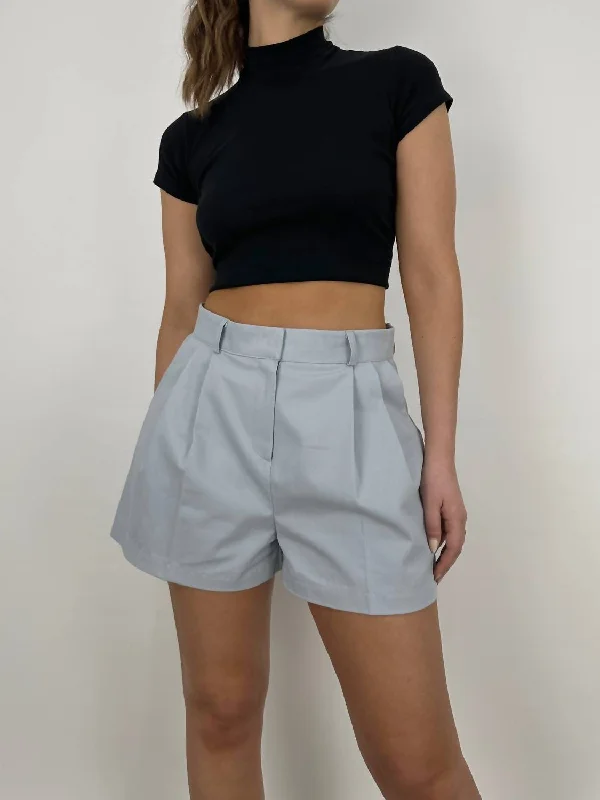 Your Practice Deserves The Best—At Better Prices Pleated Wide Leg Trouser Shorts In Light Blue
