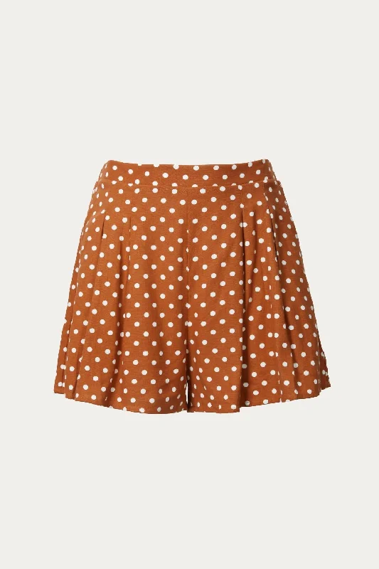 Limited-Time Sale On Stylish Yoga Apparel Polka Dot High-Rise Pleated Shorts In Camel