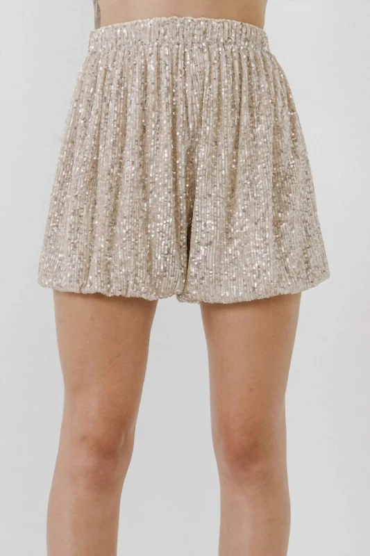 The Perfect Blend Of Comfort And Savings Sequin Shorts In Ivory