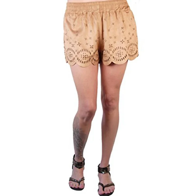 Affordable Activewear Designed For Movement Women Lackawanna Blues Faux Suede Shorts In Brown